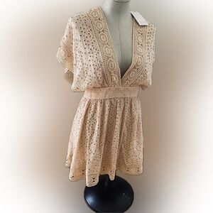 LUMINARY deep V open back mini dress